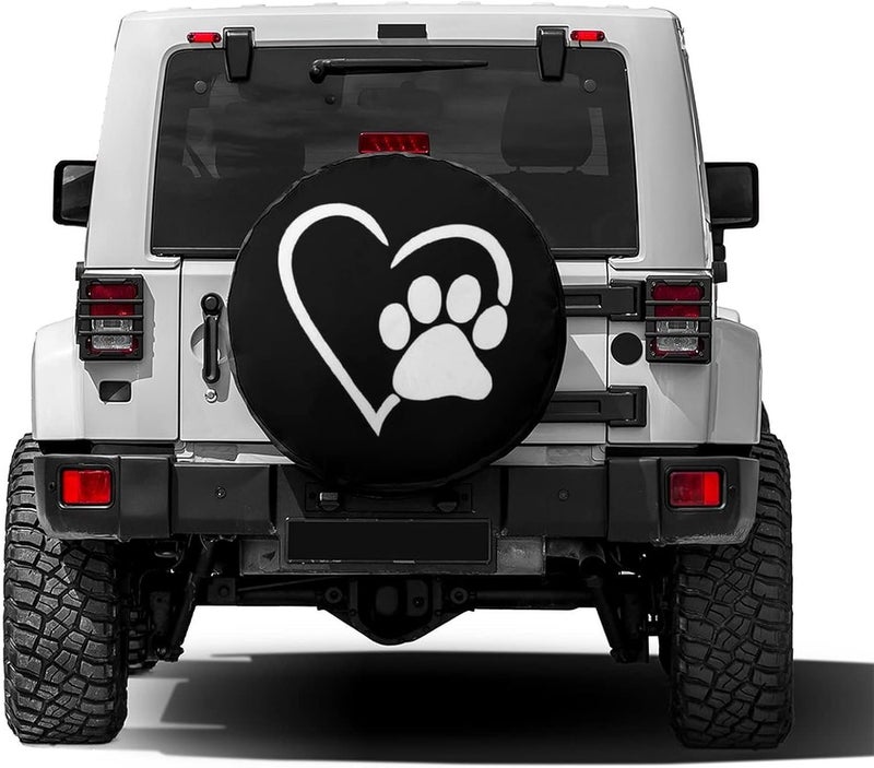 Foruidea Dog Pet Paws Love Heart Spare Tire Cover Dust-Proof Wheel Tire Cover Fit Trailer, RV, SUV and Many Vehicle 18inch - Image 2